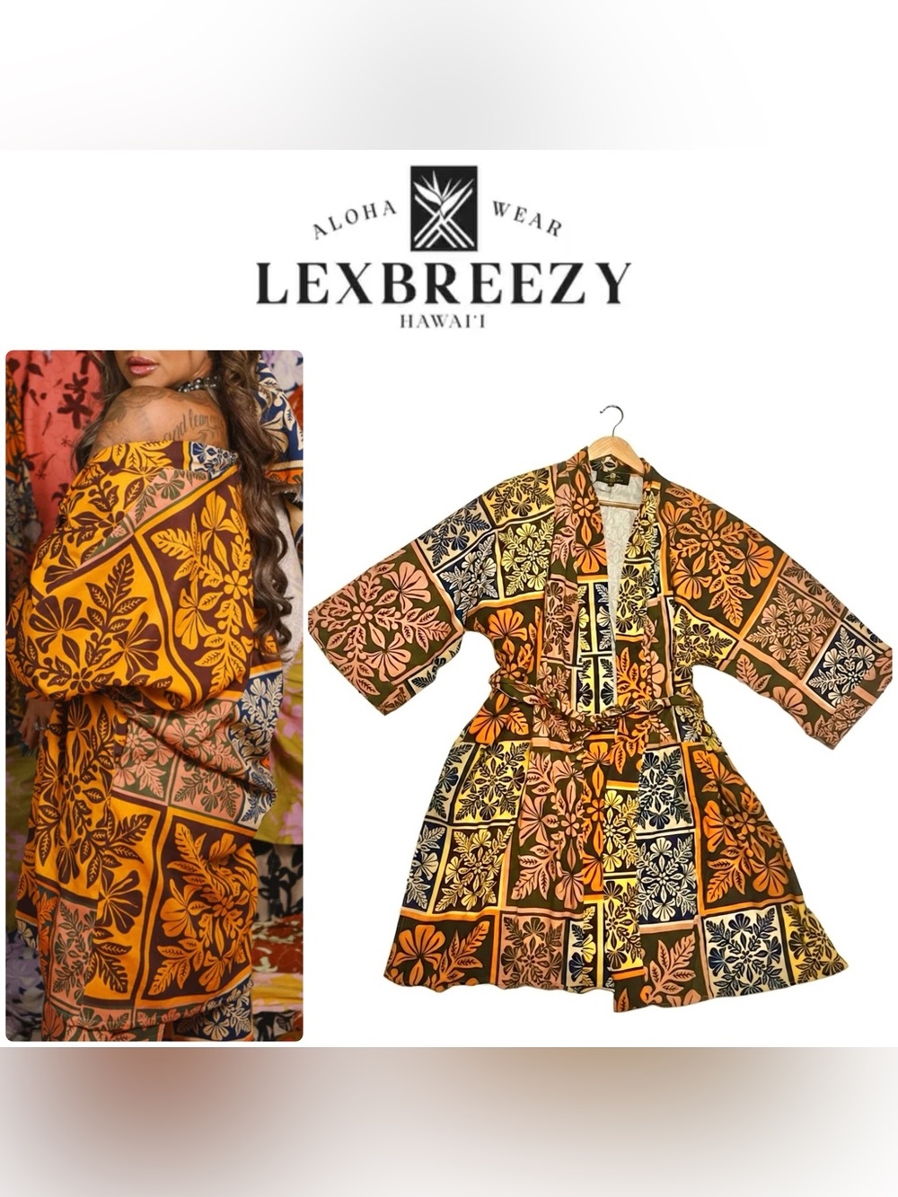 🆕 Lexbreezy Hawaii ✨ Anuenue Quilt • Kimono Long Coverup • Era Collection • XL